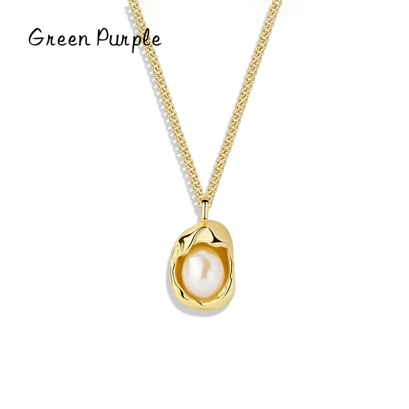 

Elegant Natural Pearl Geometric Oval Pendant Romantic 925 Sterling Silver 14k Gold Plated Chain for Women Fine Jewelry 2022 New