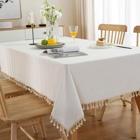 100 cotton tassels washable edge table cloth for home wedding party dining banquet decoration luxurious dust proof table cover