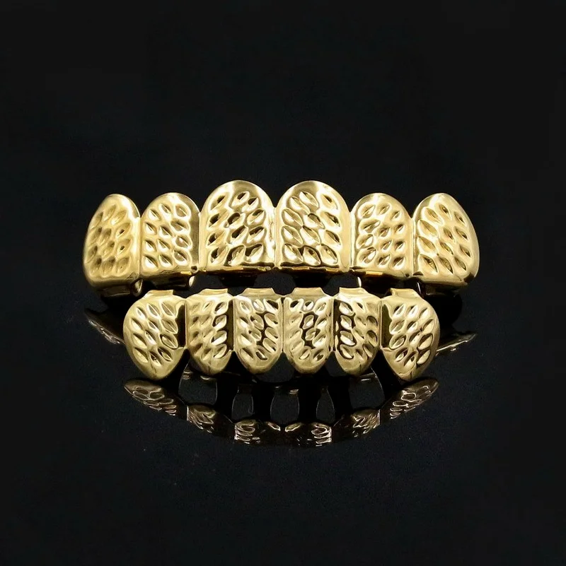 

Hiphop Grillz hip hop braces Real gold plated copper. Halloween ball gold braces wolf tooth dress up trend jewelry gold tooth