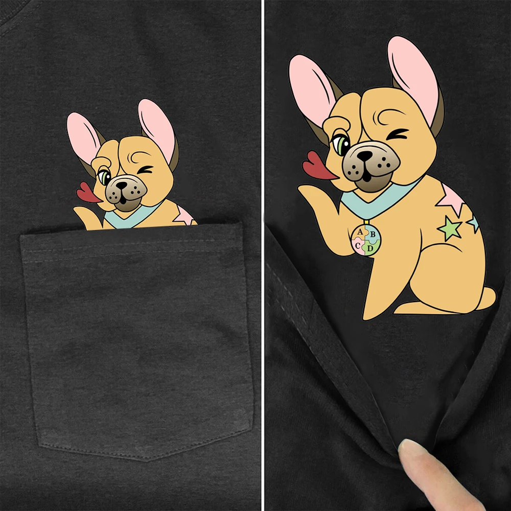 

CLOOCL Fashion Women's T-shirts Funny Animal Bulldog Printed Pocket Tops Cotton Harajuku Short Sleeve Graphic Tee Dropshipping