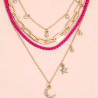 women clavicle chain retro moon pendant multilayer necklace accessories