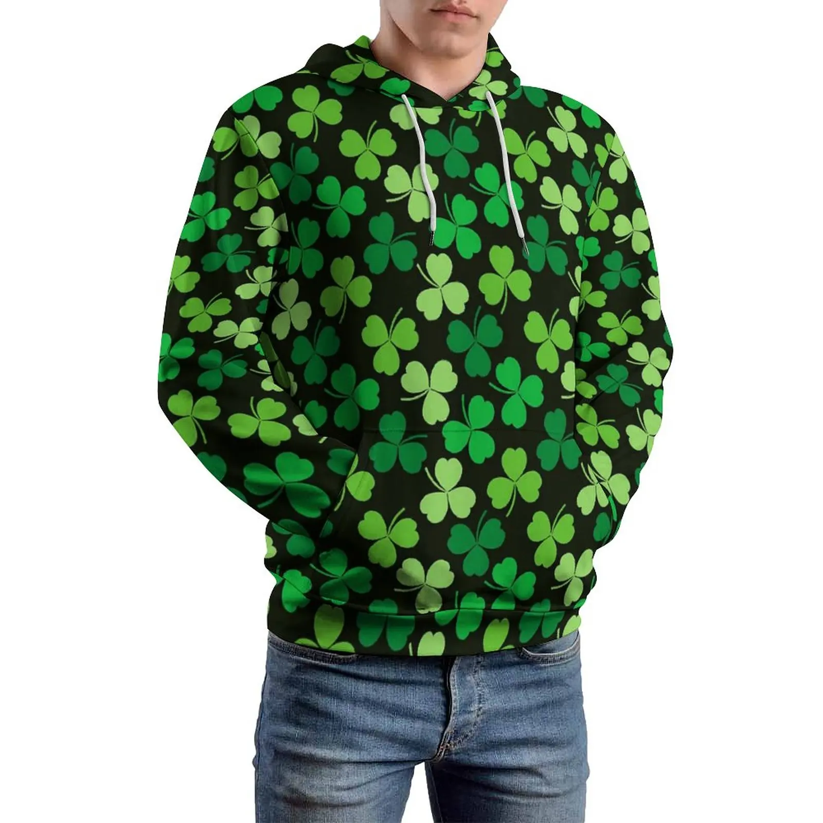 

St Patricks Day Casual Hoodies Man Shamrock Fashion Pullover Hoodie Autumn Long Sleeve Aesthetic Pattern Clothes Plus Size