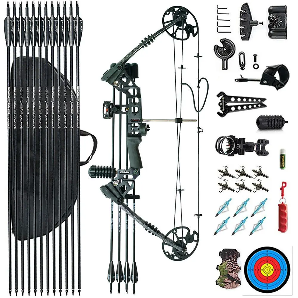 

1 Set Junxing M120 Compound Bow Archery Black Camouflage Aviation Aluminum Belt 20-70lbs Adjustable Pull Hunting Bow High Power