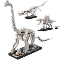 moc jurassiced dinosaur skeleton series giraffatitan spinosaur mosasaurus dragon model building blocks constructor kids toy gift