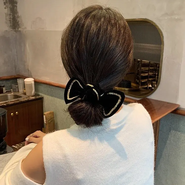 Женская бархатная повязка для волос с бантом-бабочкой