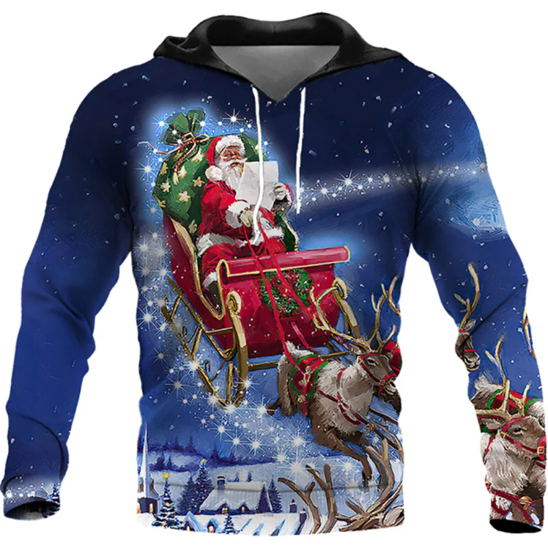 2023 New Christmas 3d Printing Sweater Autumn Santa Claus Fashion Men's Shirt Clothing Hoodie Men's Clothing Street Clothing