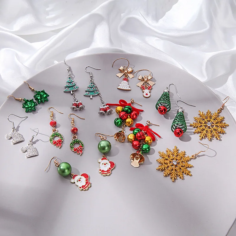 

New Christmas Hook Pendant Earrings Christmas Collection Snowflake Bell Earrings Jewelry Christmas Party Gift Earring Jewelry