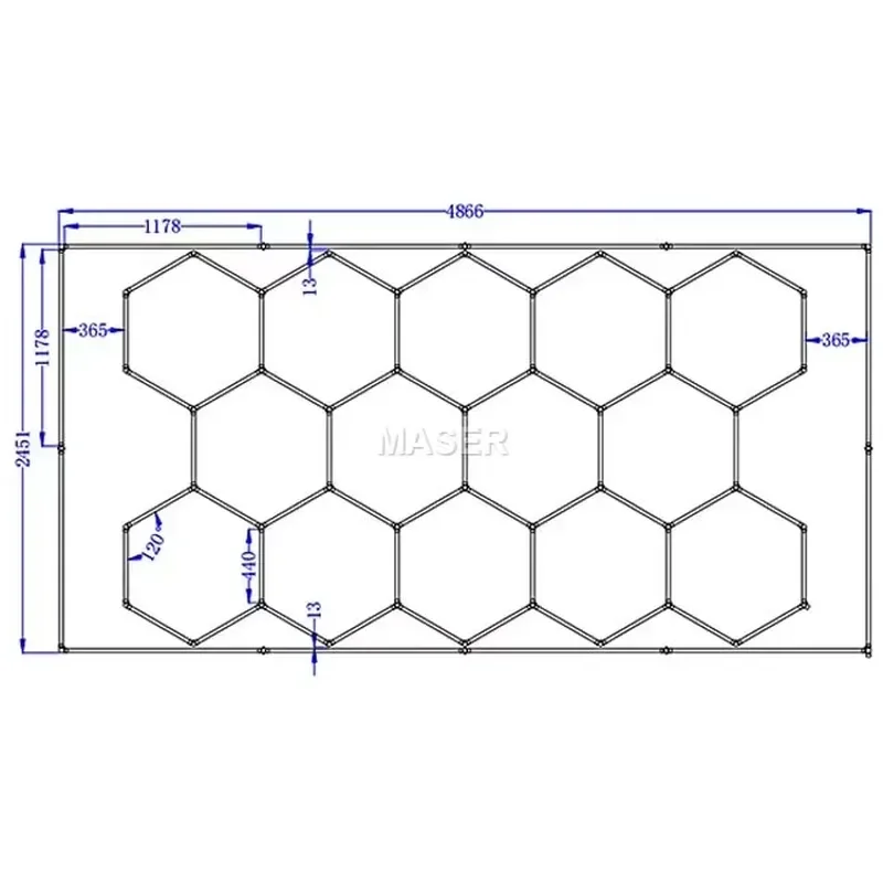 Фото Светодиодные потолочные светильники-подвески Hexagon без минимального заказа для барбершопов, спортзалов, гаражей, система 14 секций №5