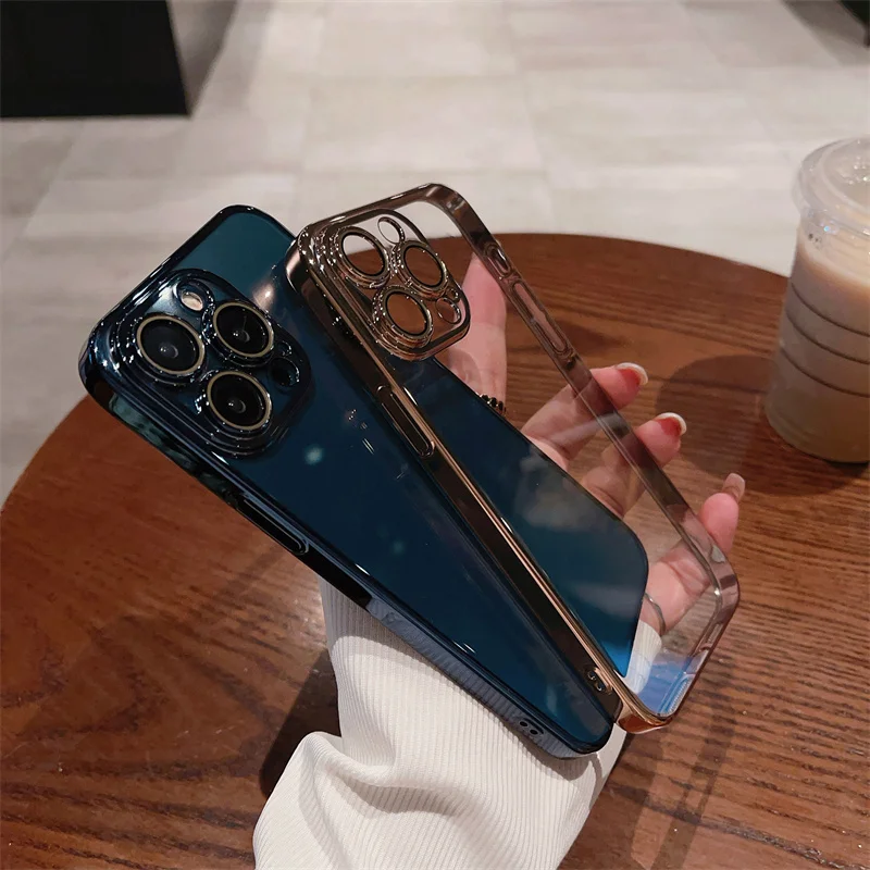 Чехол для телефона с кристаллами и полным объективом гальванический чехол iPhone