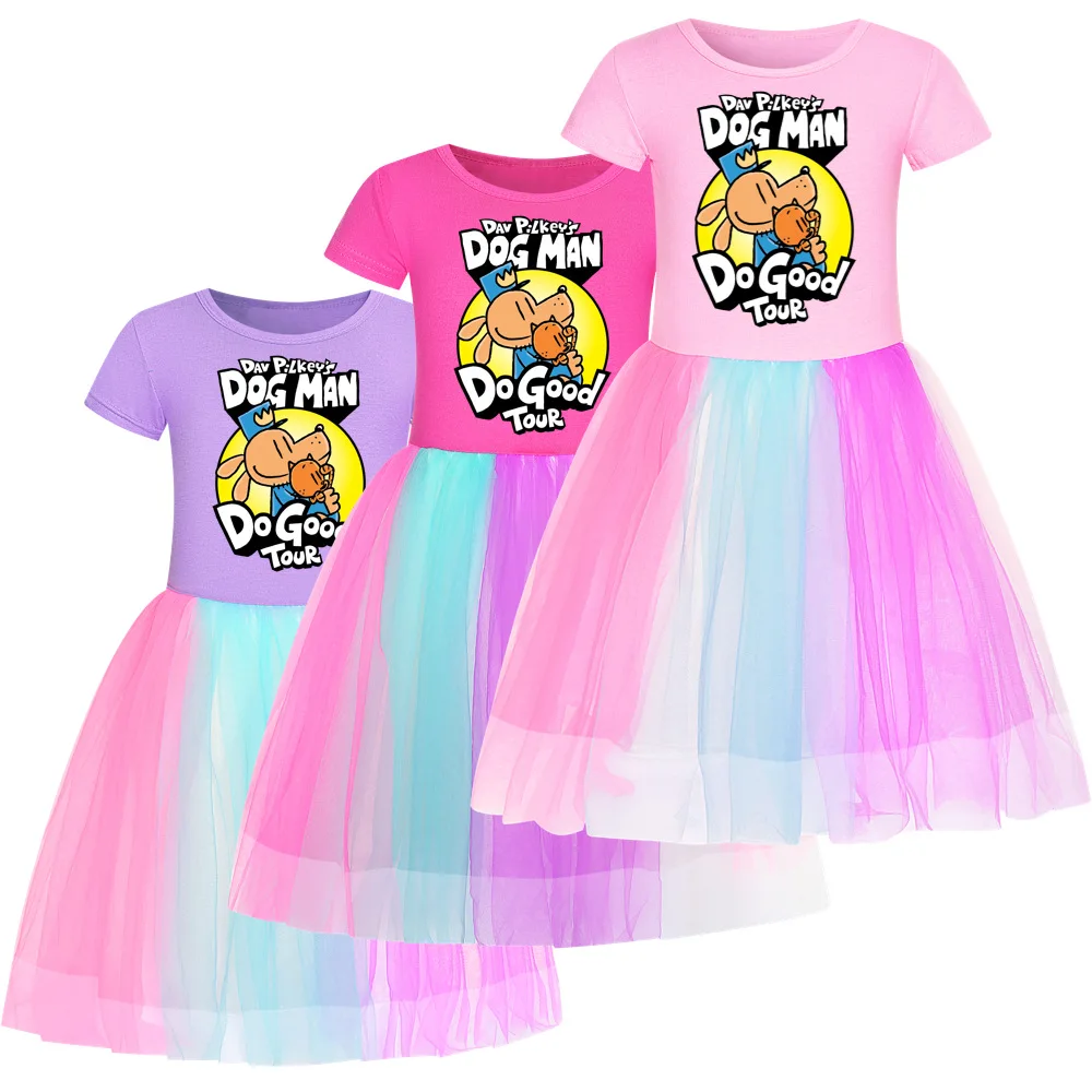

Kids Girls Clothing Baby Girl Dogman Dresses Cartoon Children Dog Man Sport Causal Dress Costume for 3-8 Years Kids Clothes