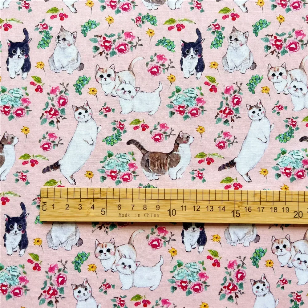 50*110 см Мультфильм Ретро котенок Кот Печать 100% хлопок Ткань DIY Ручная работа шитье