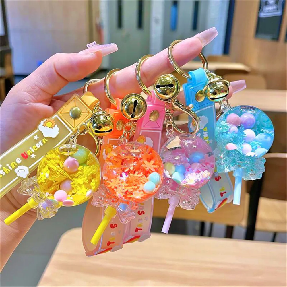 

Creative Design Liquid Snowflake Keychain Colourful Mickey Head Lucky Lanyard Key Ring Pendant Gift For Women Couple Jewelry New