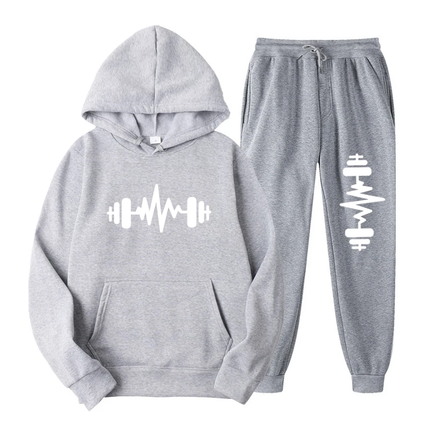New Fashion Couple Couple Sports Casual Sweater Set Printed Hoodie and Pants Set Men Women Sportswear Jogging Wear