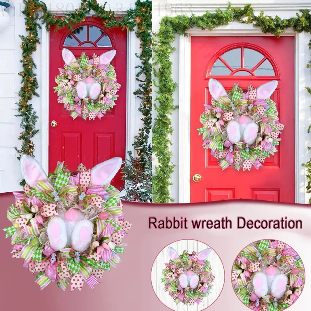 

2023 Easter Rabbit Garlands Front Door Oranments Wall Bunny Decor Thief Decorations Butt Happy Easter Party Easter Wreath F9a0