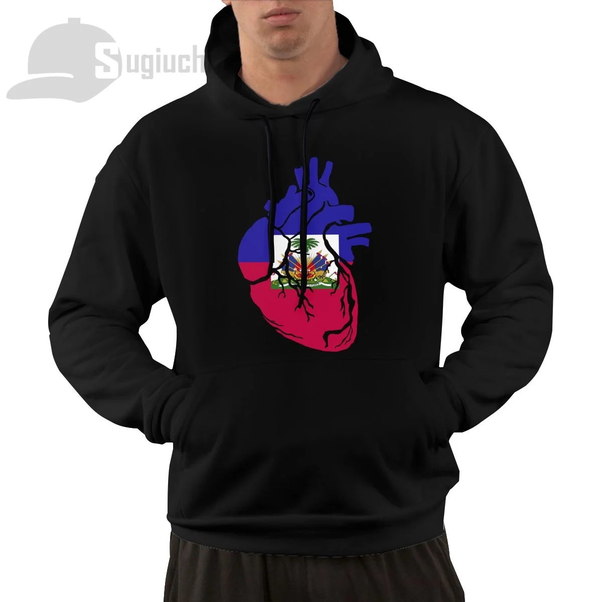 

Haiti Anatomical Heart Shape Country Flag Cotton Pullover Hoodie Men Women Unisex Hip Hop Style Sweatshirt