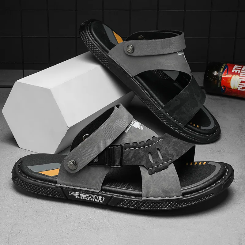 

Сандалии мужские кожаные, пляжная обувь, мягкая подошва, римские удобные, уличные тапочки, лето