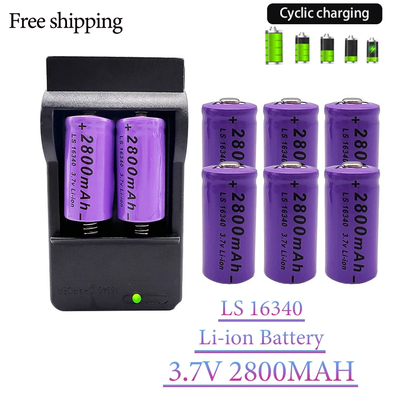 

Free Shipping 2023NEW High Quality16340 3.7V 2800MAH Iithium-ion CR123 Rechargeable Battery Suitable for LED Lights, Flashlights