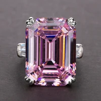 new simple shiny big rectangle zircon women rings whitepink stones available bridal wedding ring top quality noble lady ring