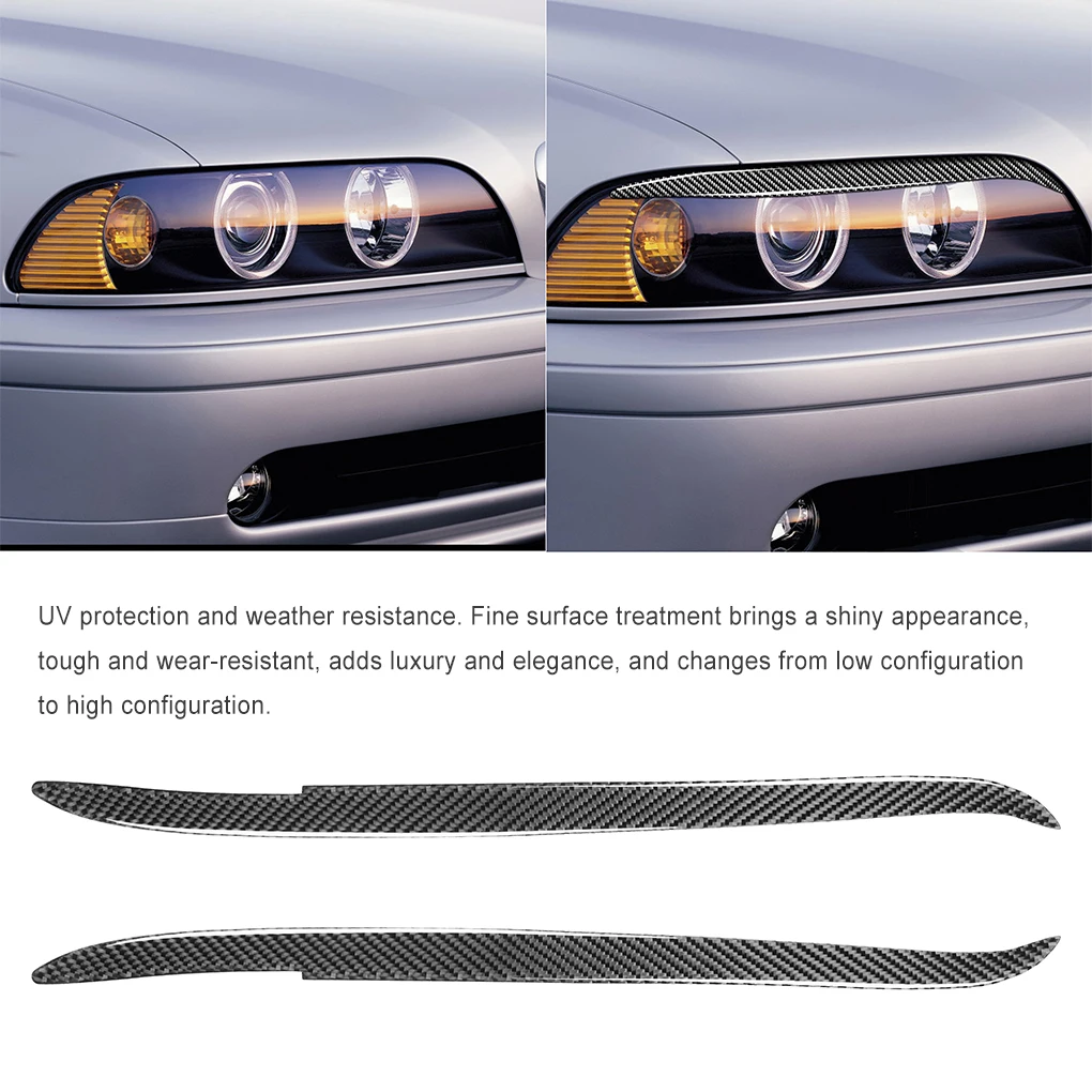 

Наклейки для автомобиля 2 шт., наклейки из углеродного волокна для отделки передней фары, модифицированные наклейки для бровей и век, замена для e39 1997 2003