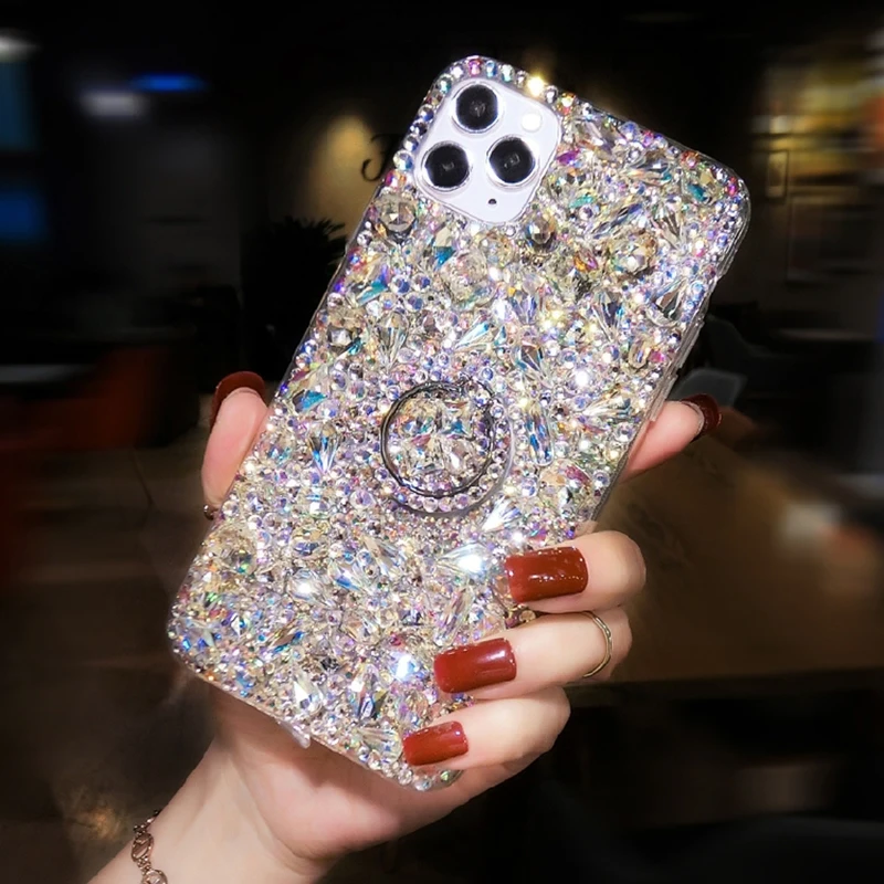 Роскошный 3D чехол со стразами для iPhone 13 12 11 Pro Max 12mini 7 8 Plus SE2020 X XS XR XSMax цветной