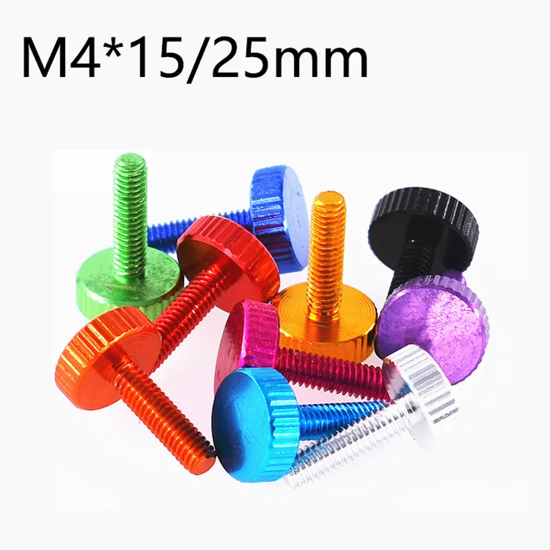 

1Pcs M4*L=15/25mm Anodic Oxidation Aluminium Alloy Knurl Flat Head Hand Tighten Thumb Screw Curtain Wall Glass Thumb Bolts