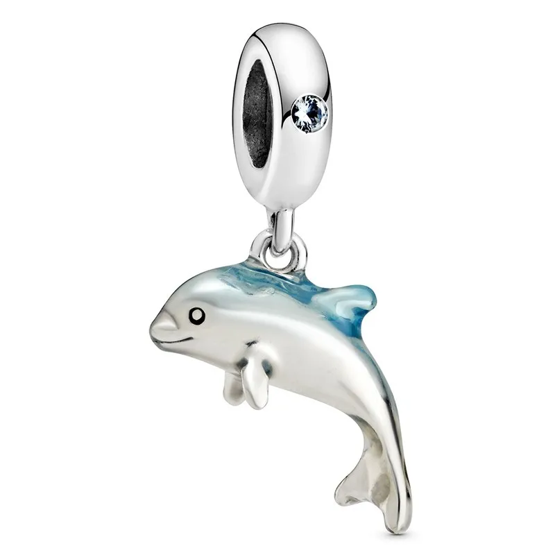 

Original Shimmering Dolphin Dangle Beads Charm Fit Pandora Women 925 Sterling Silver Europe Bracelet Bangle Diy Jewelry