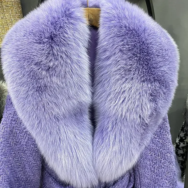 Новое поступление осени/зимы 2023 женская цельная кожаная куртка из лисьего меха с