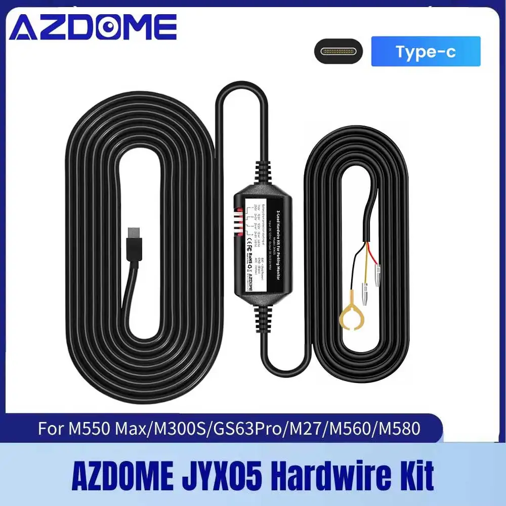 AZDOME JYX05 Автомобильный видеорегистратор с жестким проводом и портом Type-C для M300S/GS63H