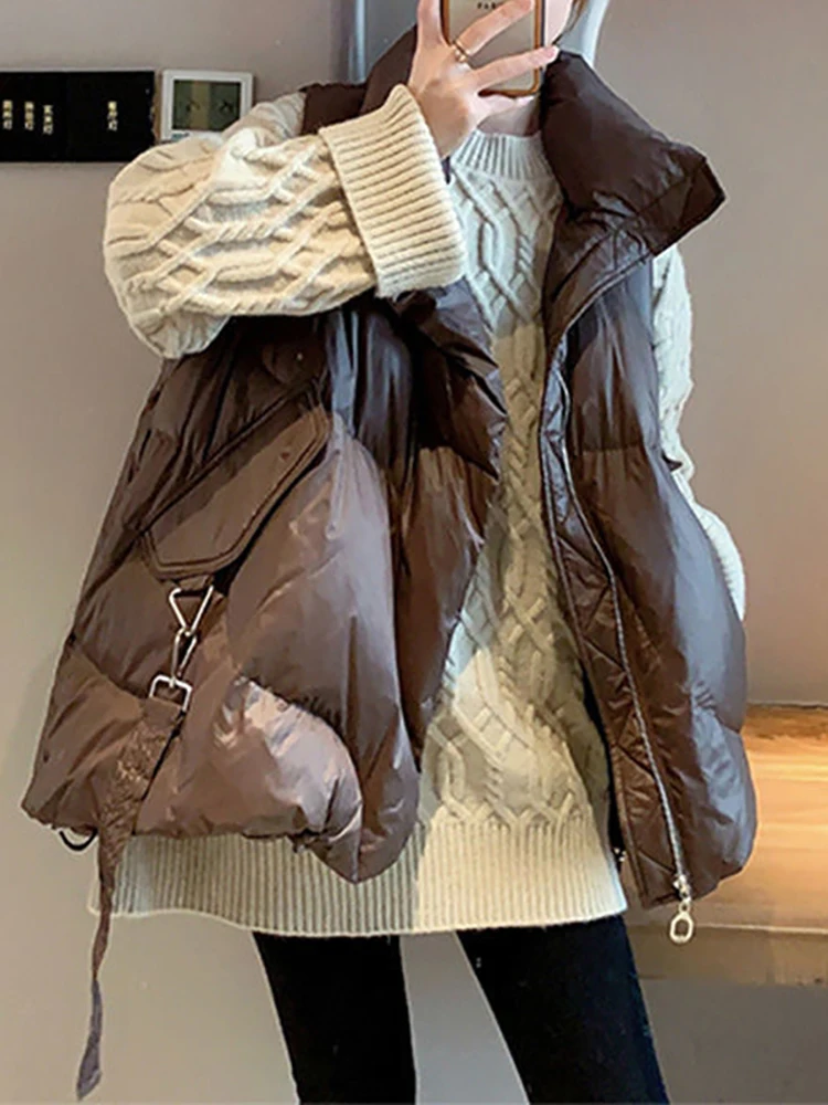 

Женский зимний жилет с карманами, без рукавов