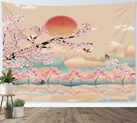 pink cherry blossom tapestry abstract mountain wall hanging japanese art tapestries nature scenery for living room bedroom
