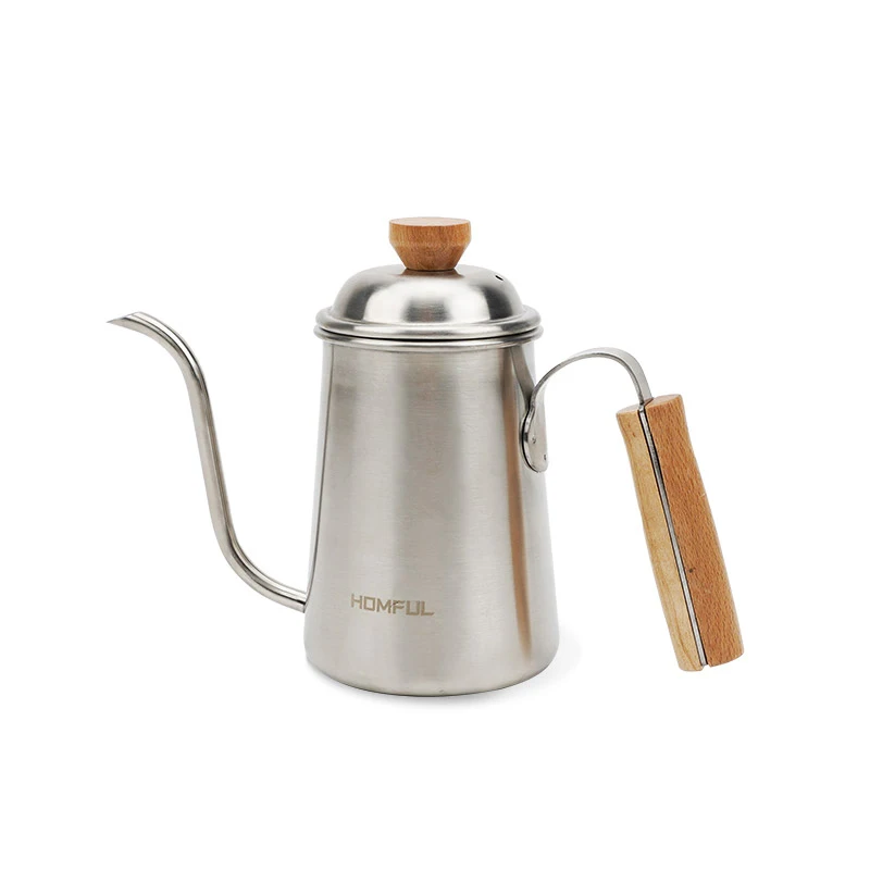 

Чайник для кофе ручной из нержавеющей стали 304 с деревянной ручкой