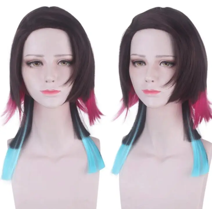 

Anime Demon Slayer: Kimetsu no Yaiba Enmu Cosplay Wigs High-temperature Fiber Multilayer gradient Short Hair Wig