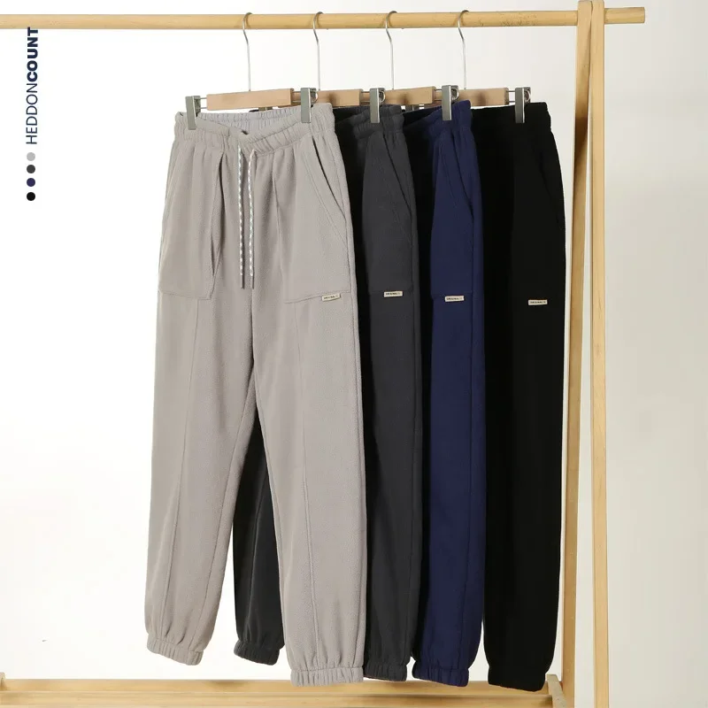 Мужские повседневные брюки новый зимний стиль теплые двусторонние флисовые и