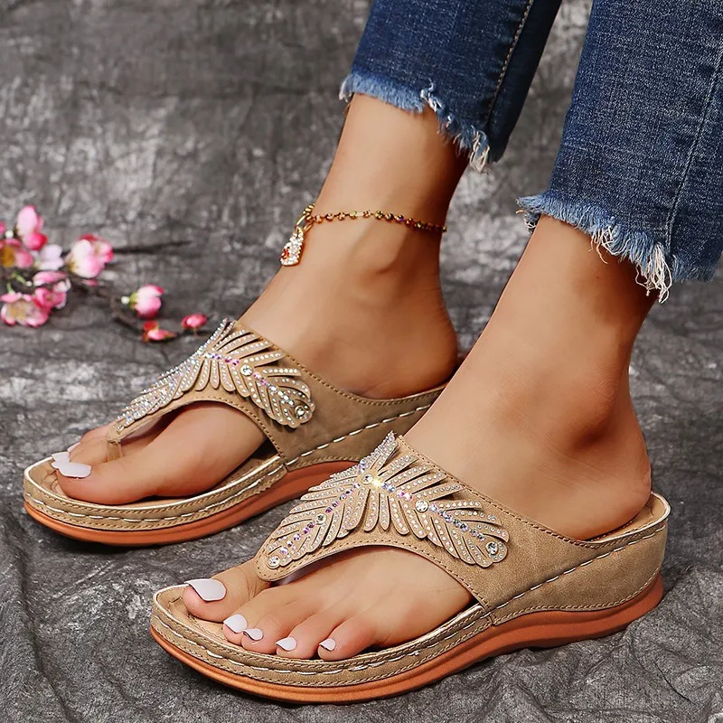 Ladies Casual Sandals New Retro Solid Color Wedge Shoes Women Sandals Plus Size Fashion Platform Flip Flop Women Sandals 2022