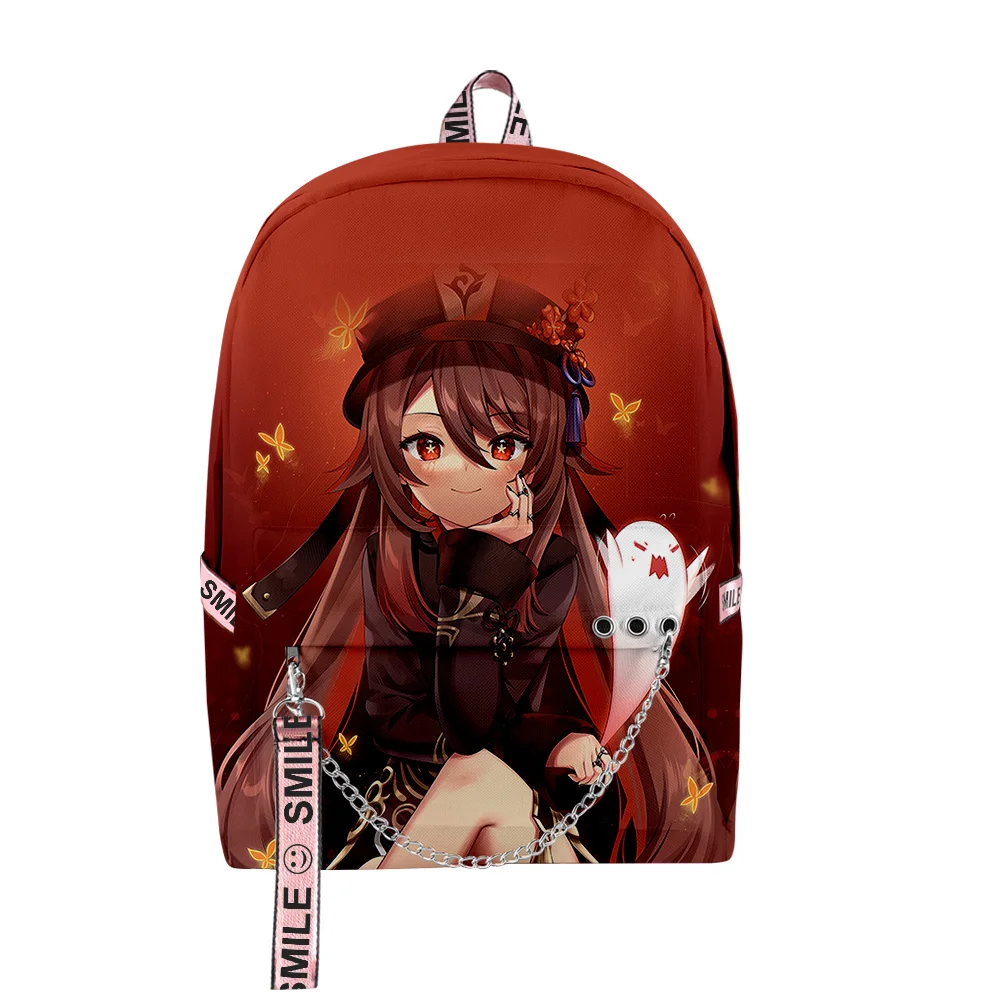 

Мультяшные новые крутые школьные ранцы унисекс Genshin Impact HuTao, дорожные сумки, водонепроницаемые плечевые рюкзаки из ткани Оксфорд с 3D-принтом...