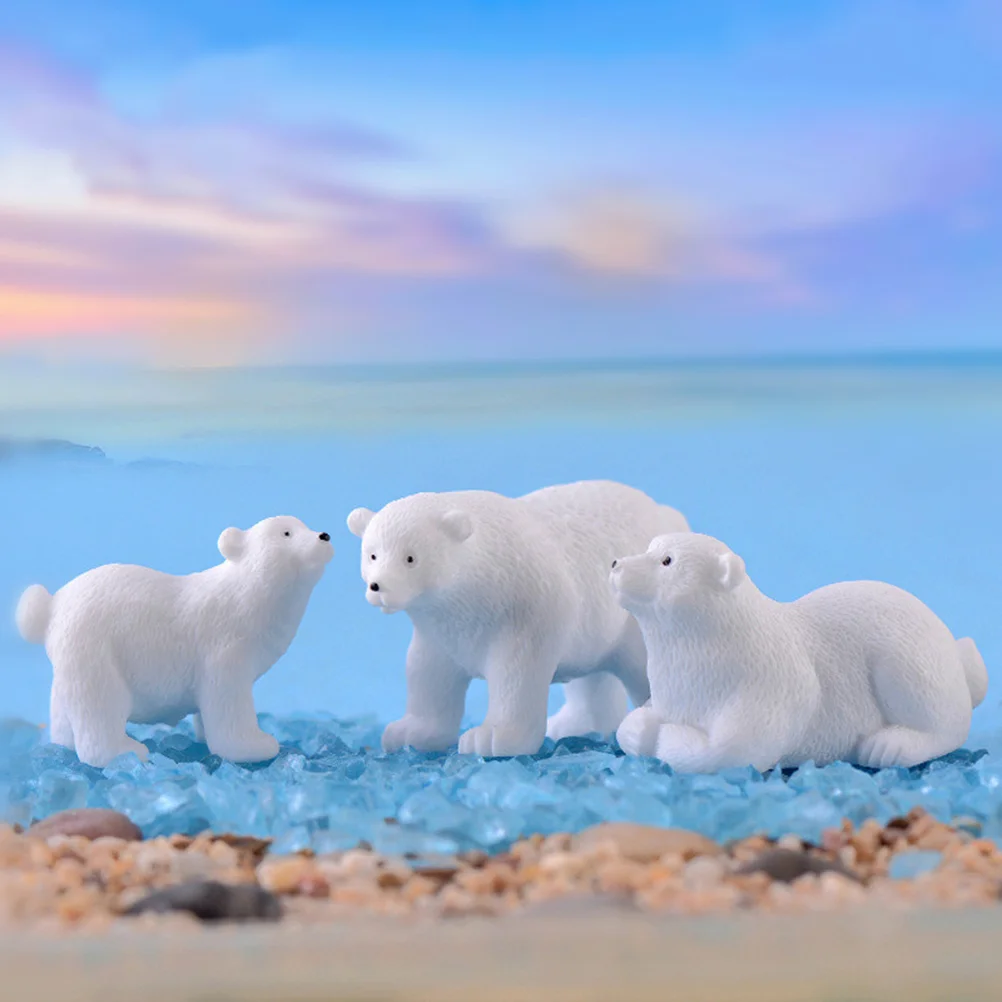 

Figurines Animal White Figures Miniature Animals Family Set Cupcake Topperrealisticarctic Minigarden Fairy Ornament Creaft