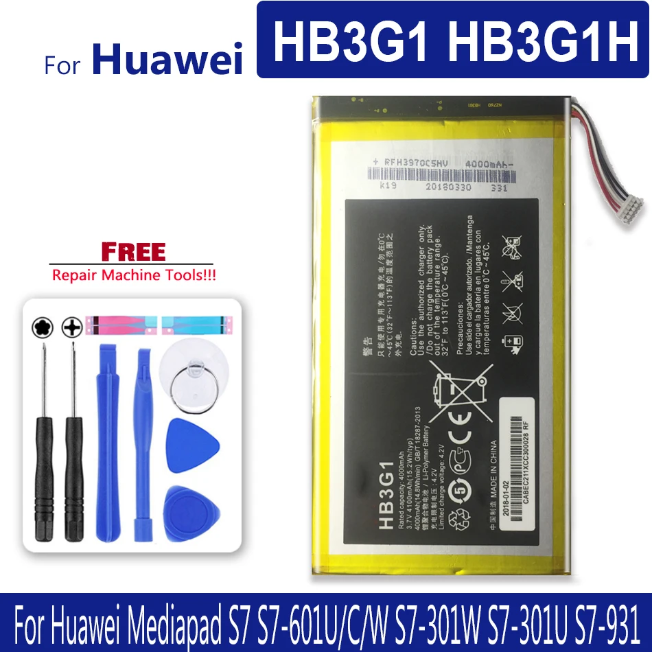 

Tablet Battery HB3G1 HB3G1H For Huawei Mediapad S7 S7-601U/C/W S7-301W S7-301U S7-931 Media Pad S7 S7 601U/C/W/301U/301W//931