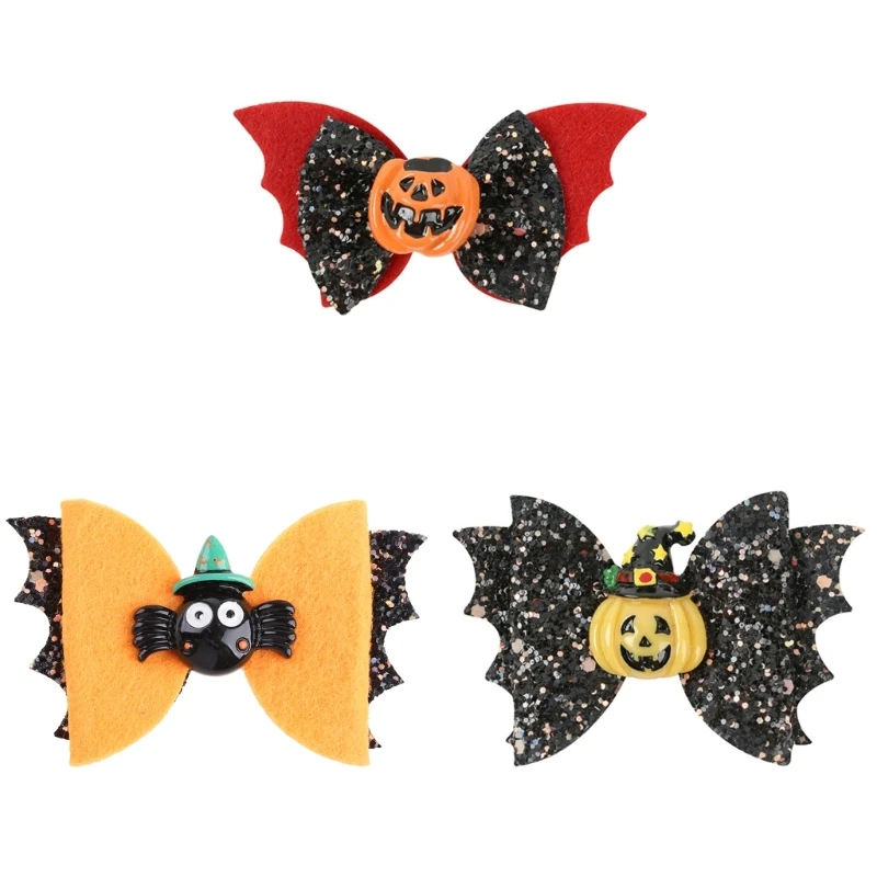 

Украшение для волос в виде тыквы летучей мыши на Хэллоуин, заколки для волос с бантом, милые аксессуары для женщин, Прямая поставка