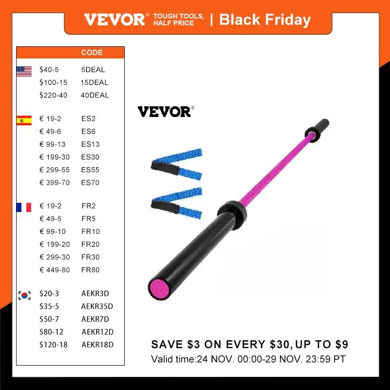 

VEVOR Barbell 33 lbs Lifting Full Body Workout Fitness Exercise Bench Press Bar Capacity 1200LBS for Weightlifting