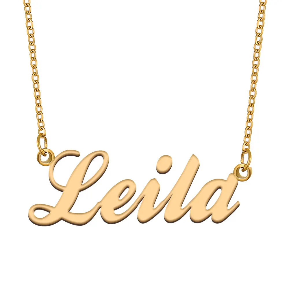 

Leila Name Necklace for Women Stainless Steel Jewelry Gold Plated Nameplate Chain Pendant Femme Mothers Girlfriend Gift