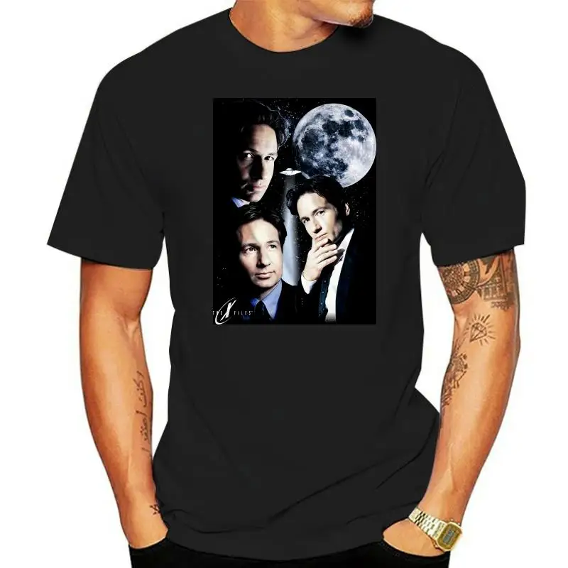 

X-Files 3 Mulder Moon Black Adult T-Shirt-5005D