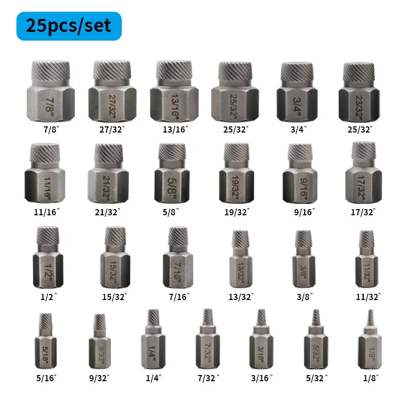 

25 шт. винты и болты Стандартная комплектация разборные винты болты шпильки скользящие зубцы инструмент для удаления сломанных сломанок