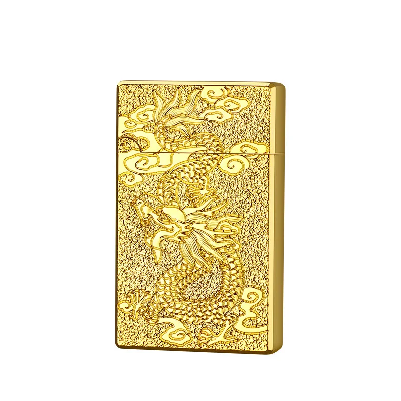 Фото Стальная ветрозащитная зажигалка с трехмерным рельефом Dragon And Phoenix Chengxiang №5