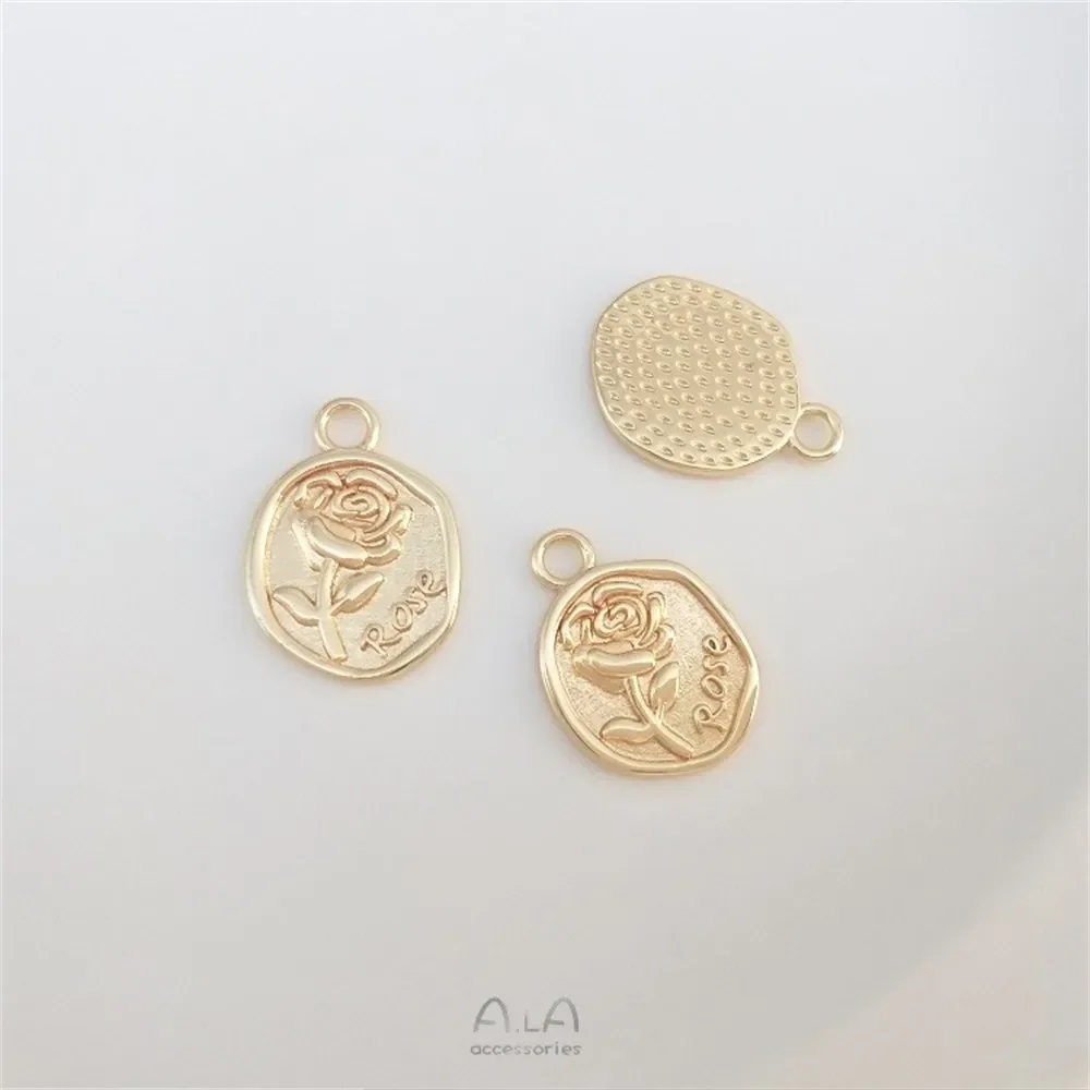 14-каратное золото аксессуары розовый ангел французский винтажный кулон браслет