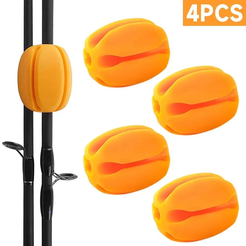 

4Pcs Silicone Fishing Rod Holder Straps Lightweight 5 Hole Fishing Tackle Ties Fly Fishing Accessories Dropshipping Wholesale