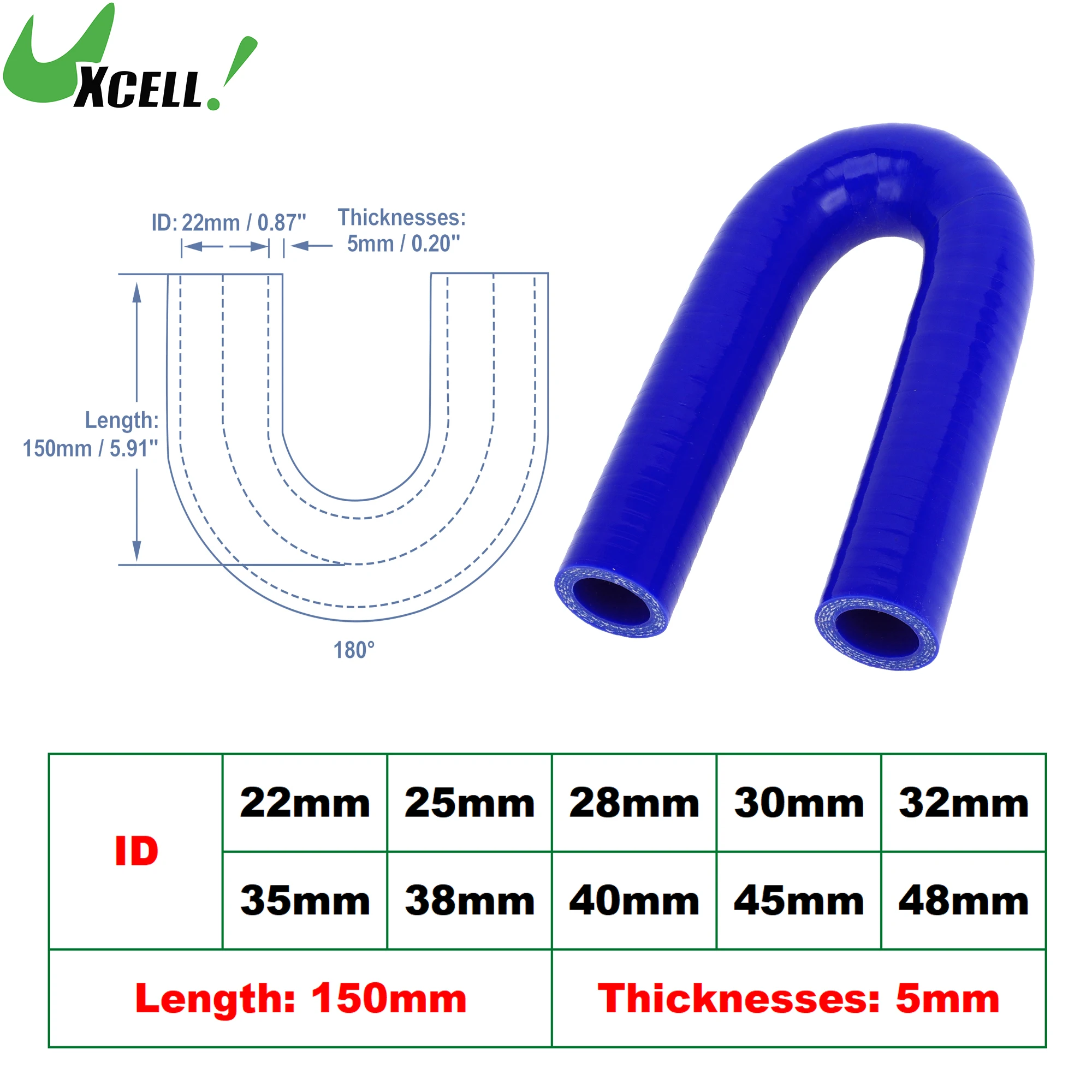 UXCELL 180 градусов 22 мм 25 28 30 32 35 38 40 45 48 идентифицированная интеркулер трубка длиной