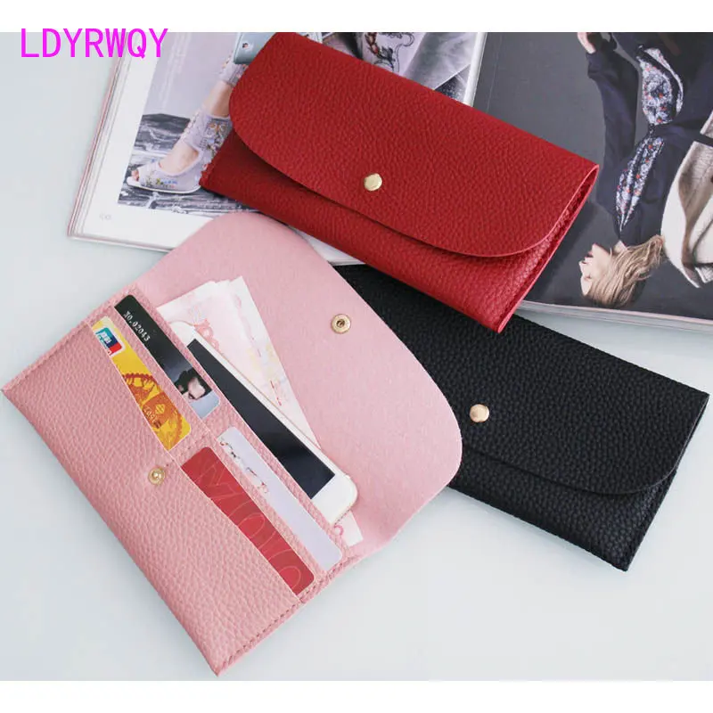2023 New Fashion Korean Litchi Pattern Simple Ultra thin Long Women's Wallet Retro Handbag Zero Wallet Card Bag