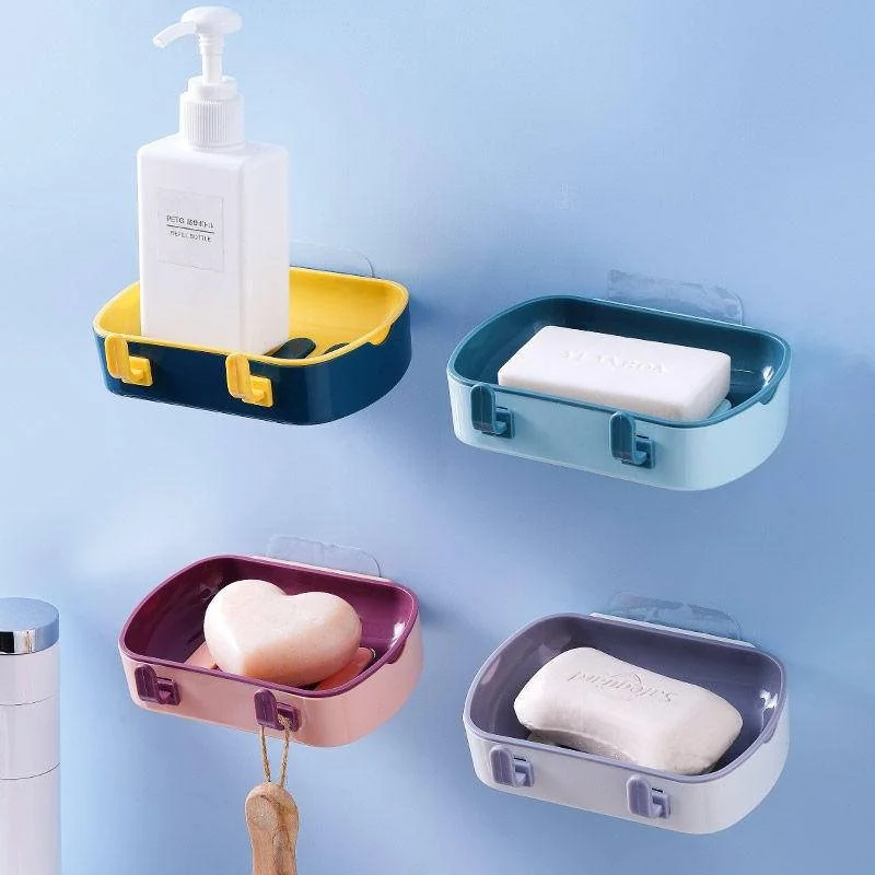

Wall Mounted Soap Holder Box with Suction Cup and Hook No-punch Door Soap Dish for Bathroom Kitchen