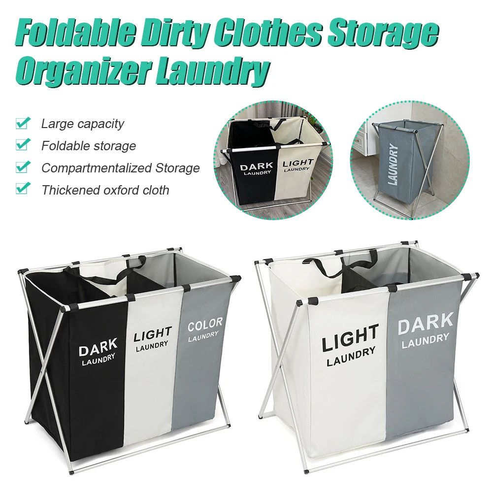 

Dirty Clothes Storage Basket Large Removable Bags Storage Basket Sorter Organizer Waterproof Home Laundry Basket Direct Sales