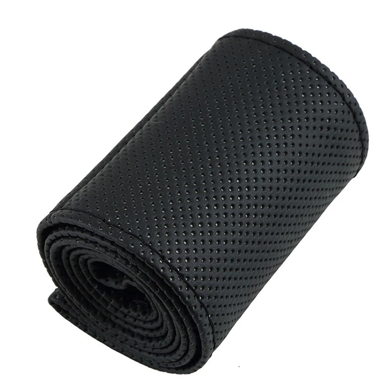 Оплетка для руля автомобиля чехол из экокожи с иглами и ниткой 37-38 см